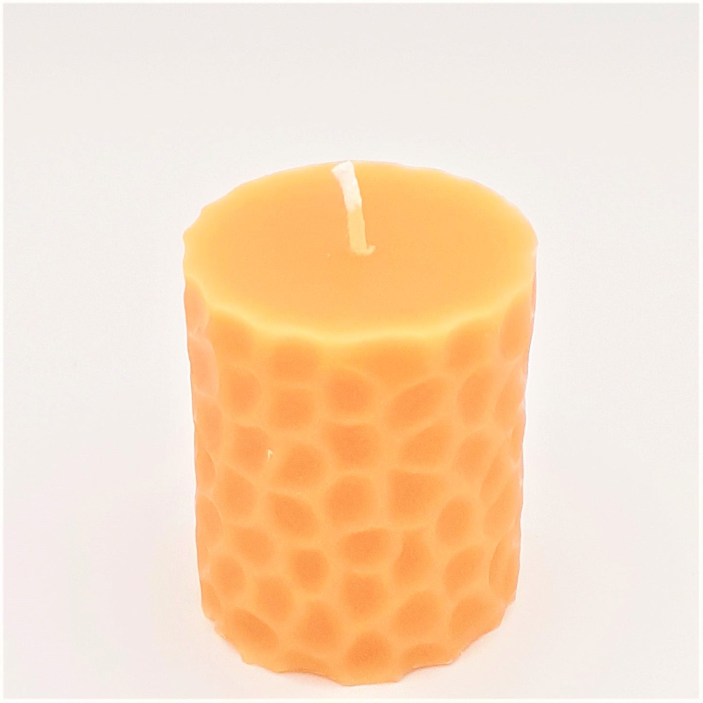 Beeswax Candle - 3" Pillar Cobblestone Pattern